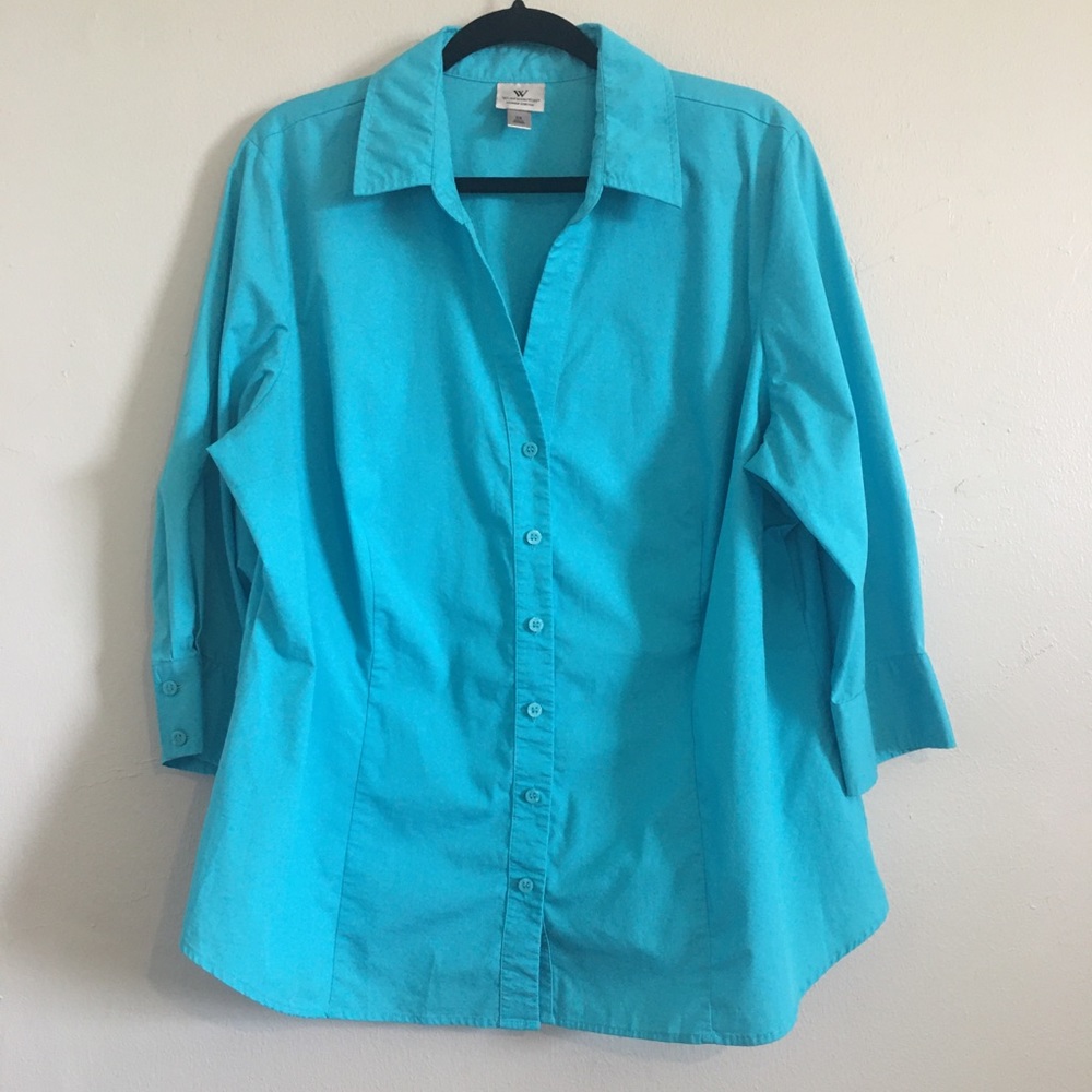 Worthington Women’s Button Up Teal Shirt